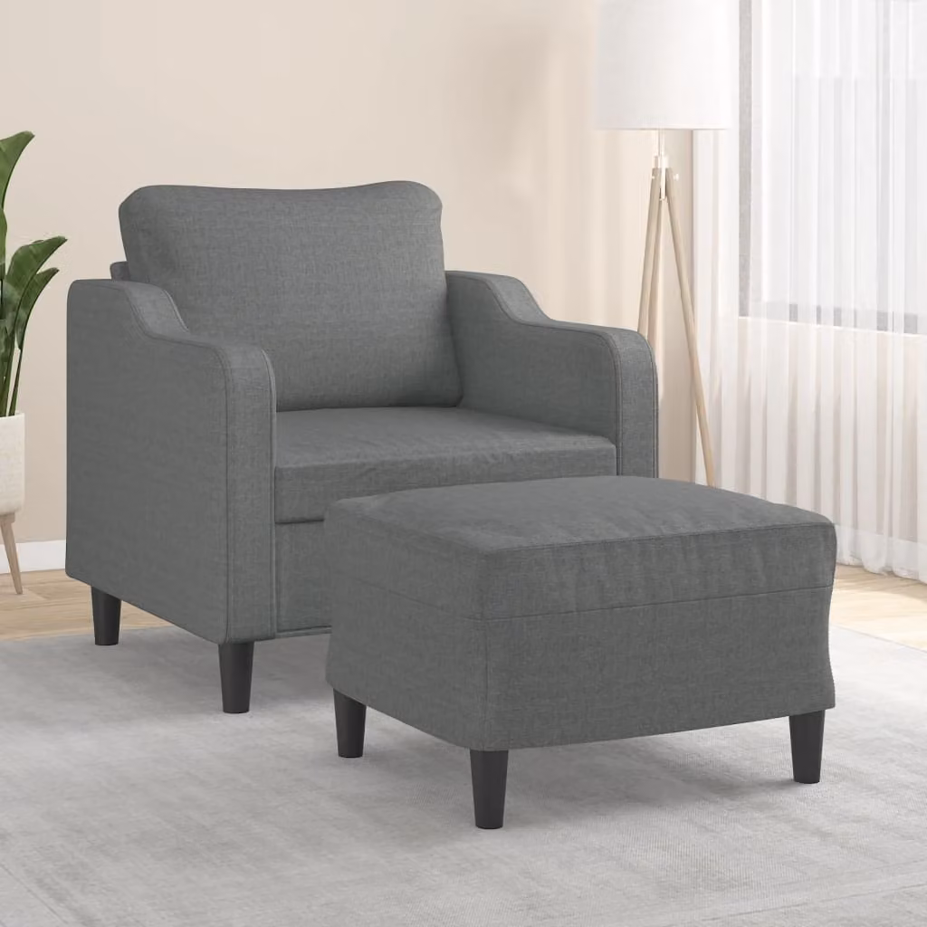 Maison Exclusive - Poltrona con poggiapiedi, grigio scuro, 60 cm, tessuto