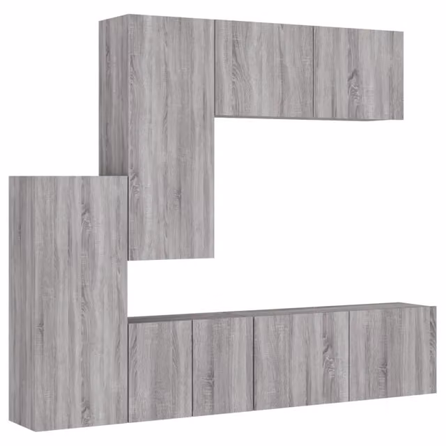 Mobili TV a Muro 5pz | Armadietto TV | Mobile Porta TV Grigio Sonoma in Legno Multistrato