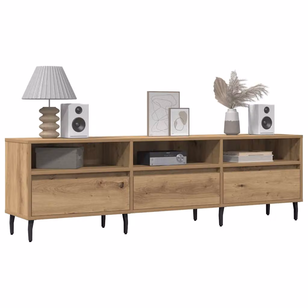 Mobile Porta TV Moderno vidaXL in Rovere e Metallo con Ruote, Marrone, L 150 cm x P 30 cm x H 44,5 cm
