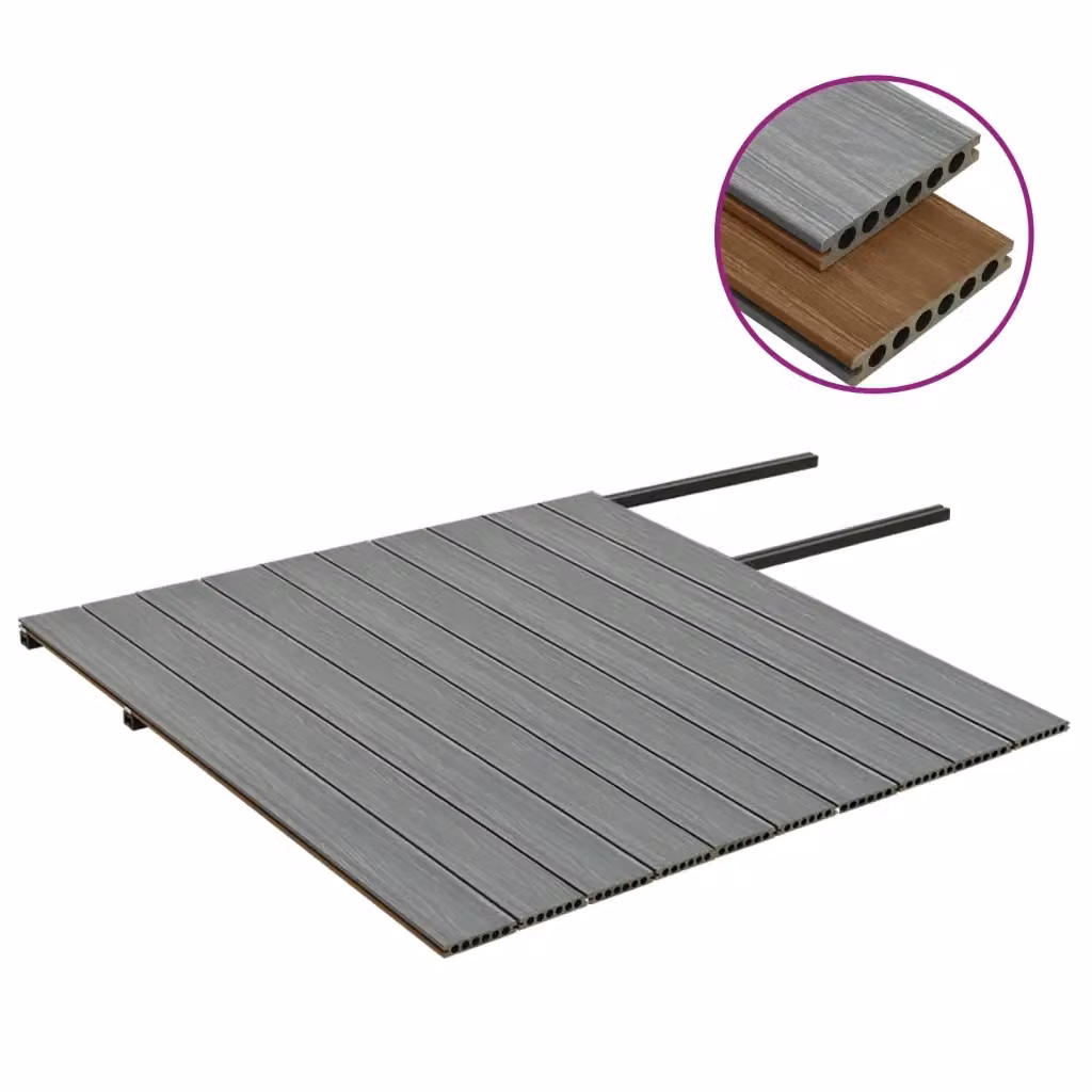 Set di listoni per decking in WPC con accessori vidaXL, colori marrone e grigio, superficie 20 m² – 2