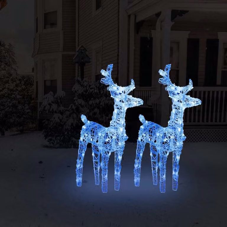 The Living Store Renna LED 2 pezzi blu 80 LED acrilico