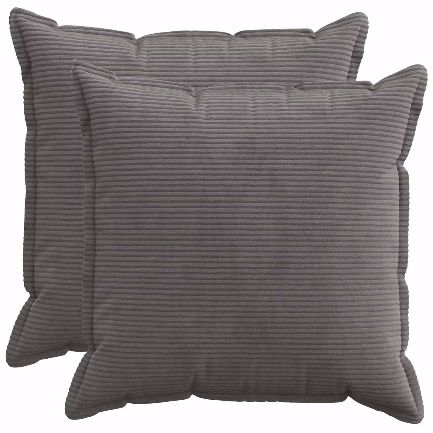 Set di 2 federe vidaXL HOUTEN in velluto a coste grigio scuro, L 65 x L 65 cm