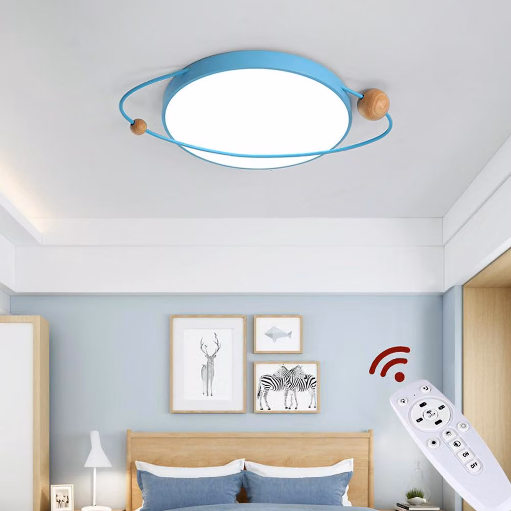 NUOVA XQ-301 Plafoniera a LED blu con telecomando Colore della luce/luminosità regolabile Paralume in acrilico Montatura in metallo laccato blu
