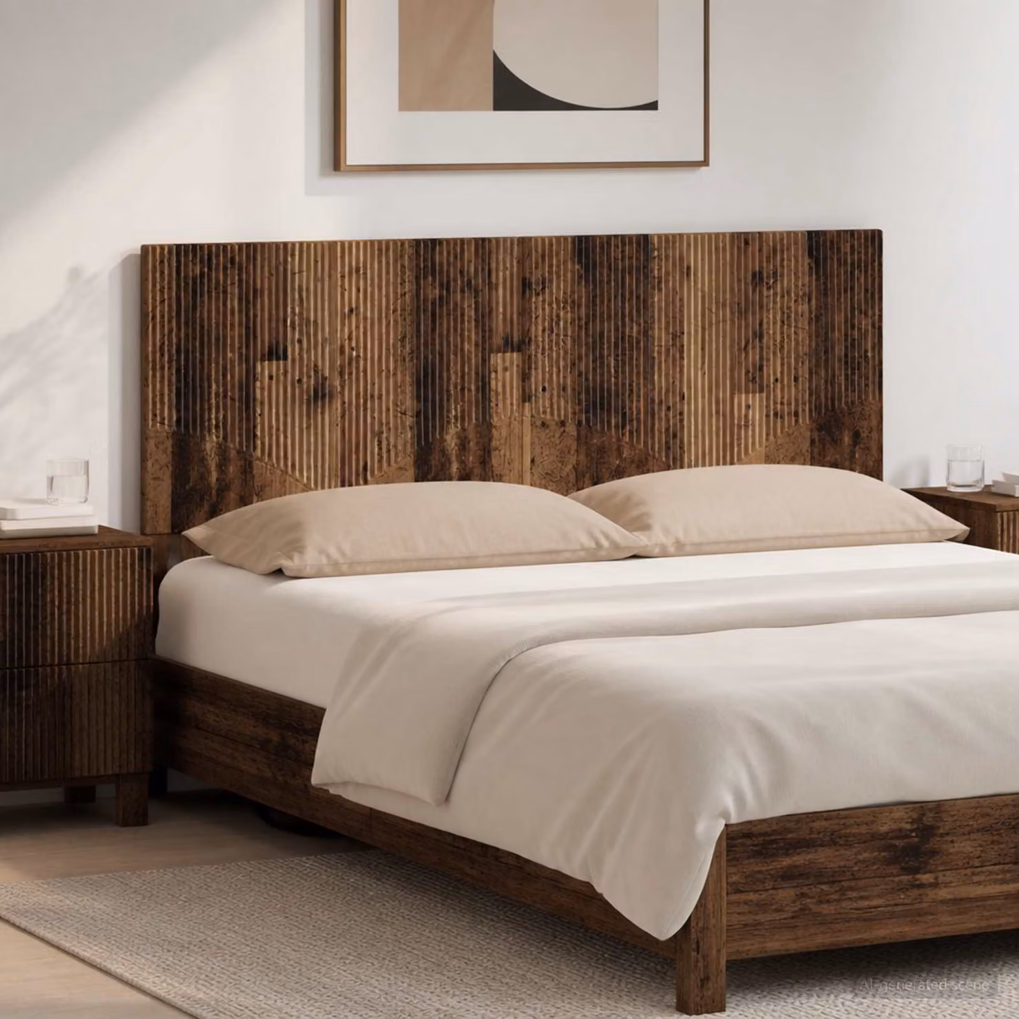 Testiera da muro vidaXL HOORN in legno ingegnerizzato marrone con mensola integrata L: 160 cm, H: 50 cm, P: 3 cm