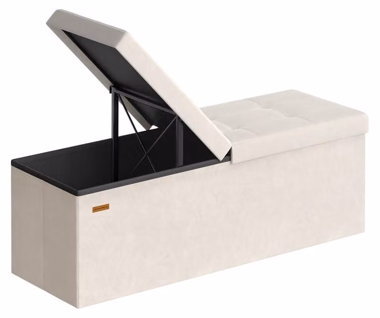 Panca contenitore con coperchio ribaltabile | Colore: beige cappuccino | Dimensioni: 110x38x38 cm
