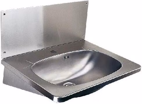 Sanela Lavabi in acciaio inox - Lavabo 595x445 mm, con sfioratore, foro per rubinetto, acciaio inox SLUN 02