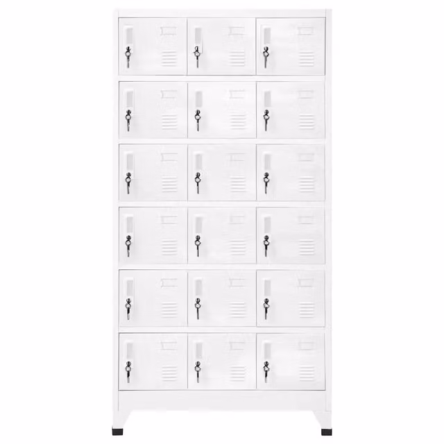 Armadietto in metallo con 18 scomparti e serratura vidaXL, disponibile in bianco o grigio, L: 90 cm, P: 40 cm, H: 180 cm