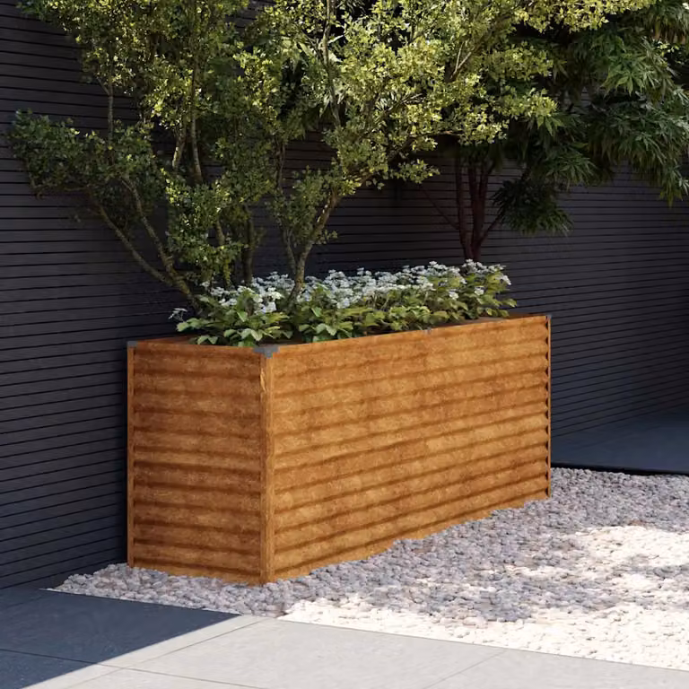 Letto rialzato da giardino vidaXL in acciaio Corten marrone L: 196 cm, P: 50 cm, H: 69 cm