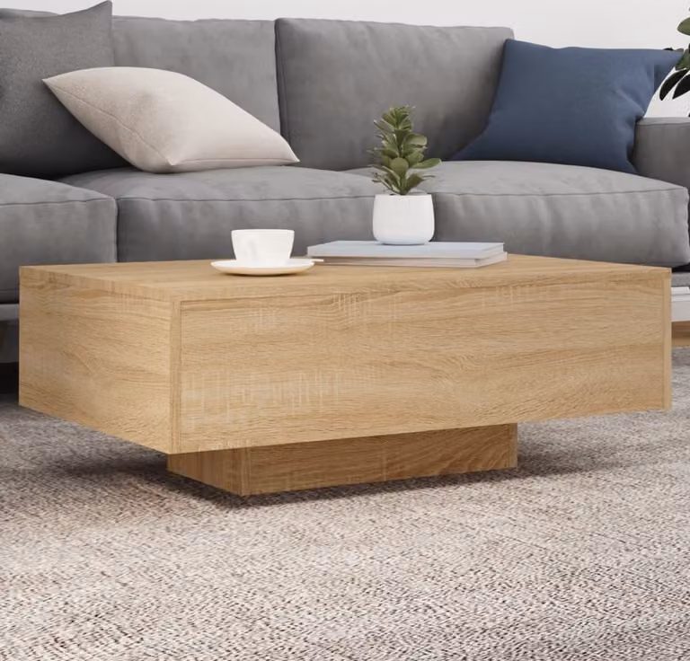 Maison Exclusive - Tavolino con luci LED in rovere Sonoma 85x55x31 cm