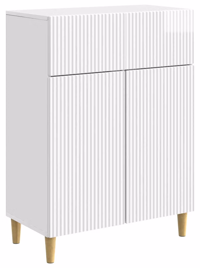 Credenza Bianco Lucido 66 x 34,5 x 90 cm Legno ingegnerizzato