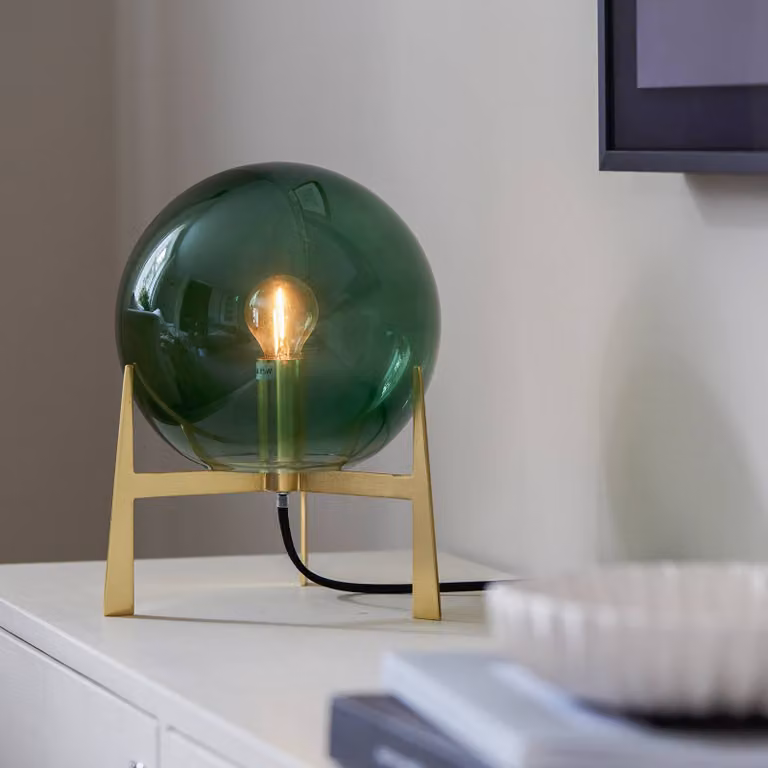 PR Home Lampada da tavolo Milla, Verde, Soggiorno / Sala da pranzo, Vetro, Scandinavo, Lampada da tavolo