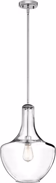 Sospensione Contemporanea Everly Acciaio Cromo Vetro 1 Luce E27