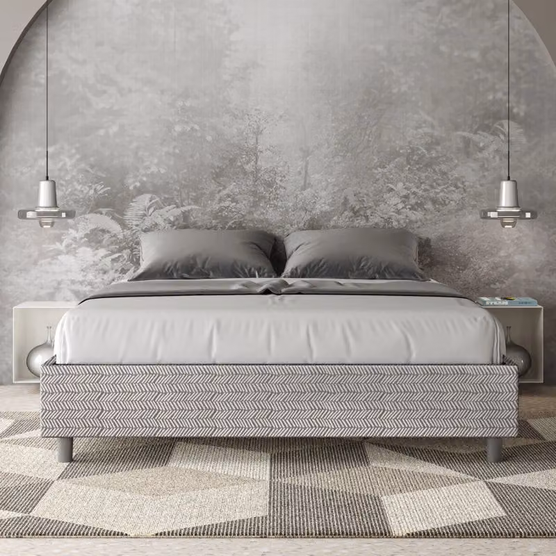 Letto Sommier Matrimoniale Ityhome con Contenitore e Base a Sollevamento, Imbottito in Tessuto con Motivo Geometrico, L/P: 160 x 200 cm – 2