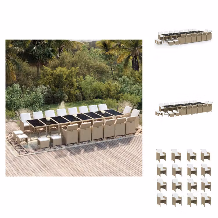 vidaXL Set da pranzo da giardino 21 pezzi con cuscini in polyrattan beige -  Set di mobili da giardino