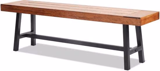 Panca da giardino in legno con struttura in metallo, lunghezza 160 cm, capacità di carico fino a 226,8 kg, sedie da esterno per mangiare e rilassarsi, adatte per giardino, parco, cortile e veranda