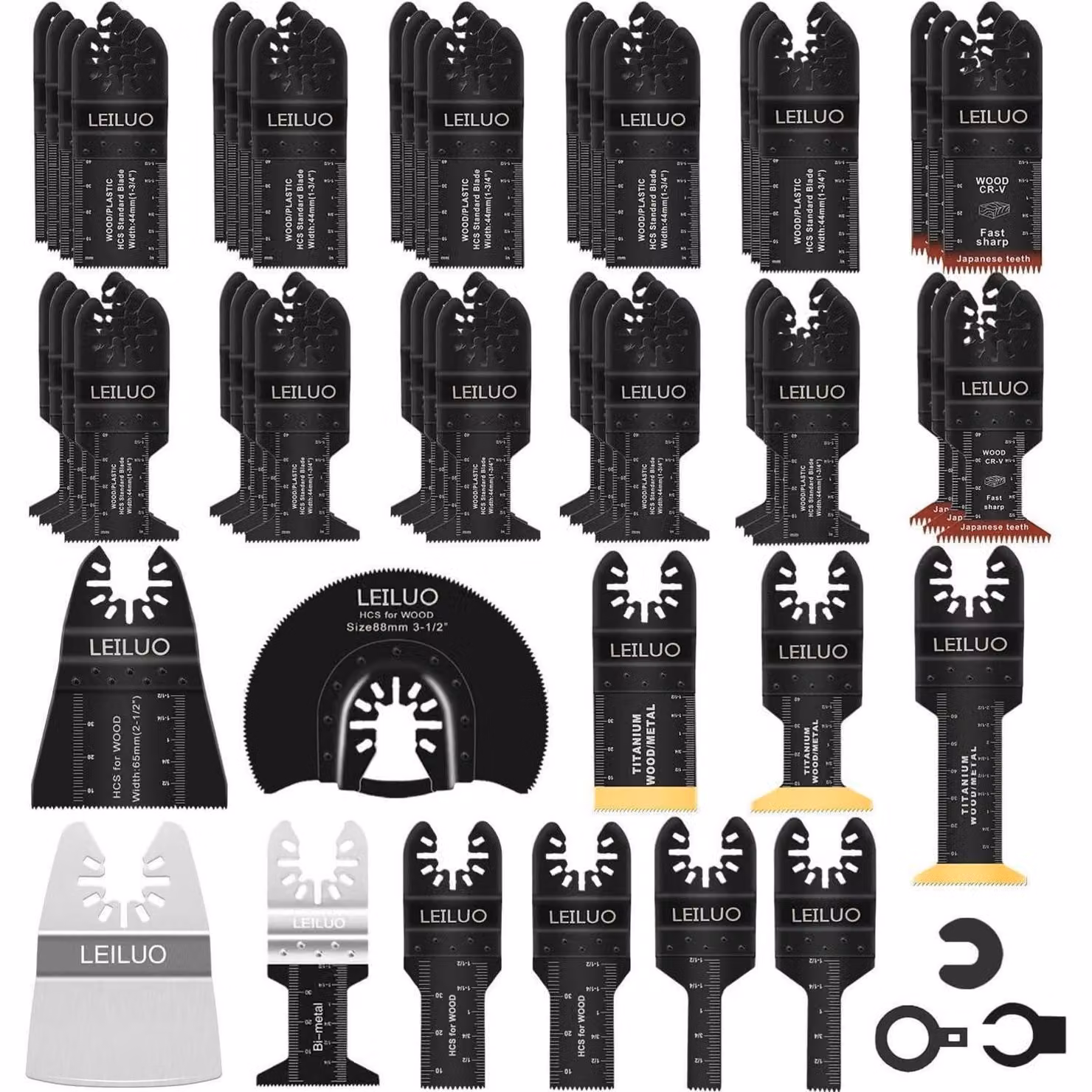 Set di lame oscillanti multifunzione da 55 pezzi per legno, chiodi, metallo e cartongesso, accessori universali con custodia, compatibili con DeWalt, Makita, Ryobi