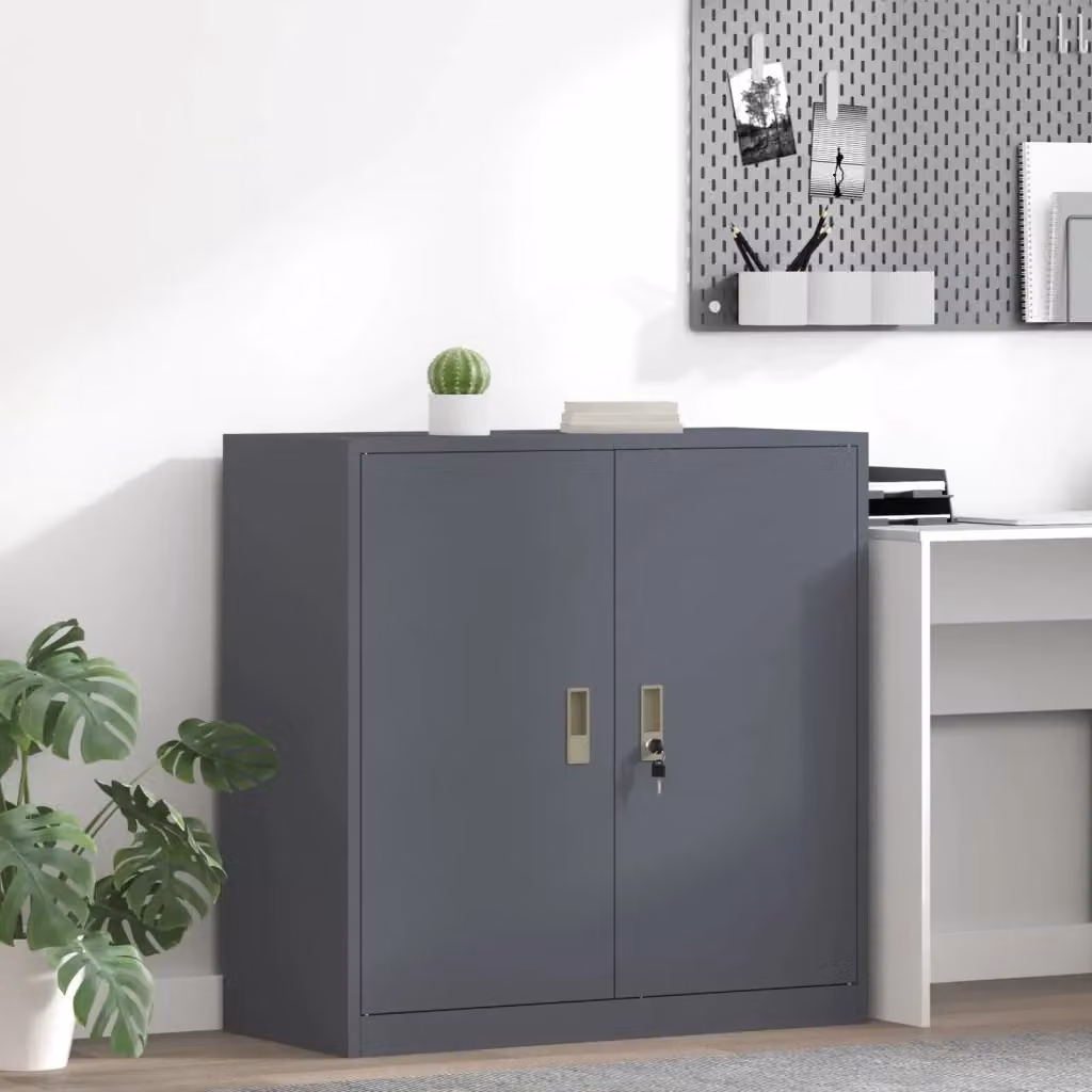 Armadio in acciaio Design In antracite opaco con ante a battente e serratura L/P/H: 90 x 40 x 90 cm – 2