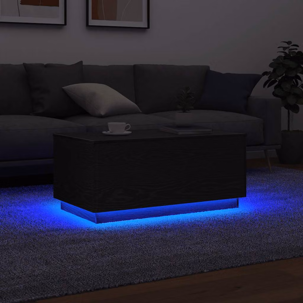Maison Exclusive - Tavolino con luci LED effetto rovere nero 90x50x40 cm