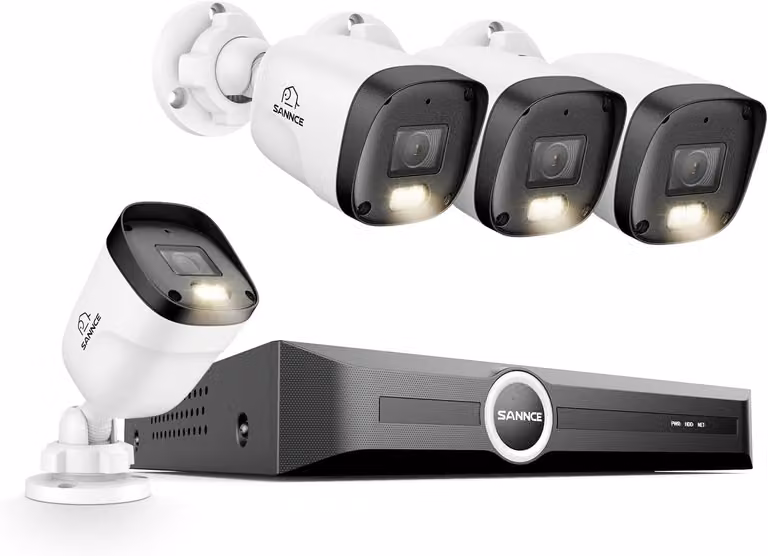 Kit di telecamere di sicurezza PoE, 5MP, 8 canali NVR + 4 telecamere da 3MP, impermeabili, senza disco rigido, con LED IR intelligenti, rilevamento del movimento, allarme tramite app, visione notturna