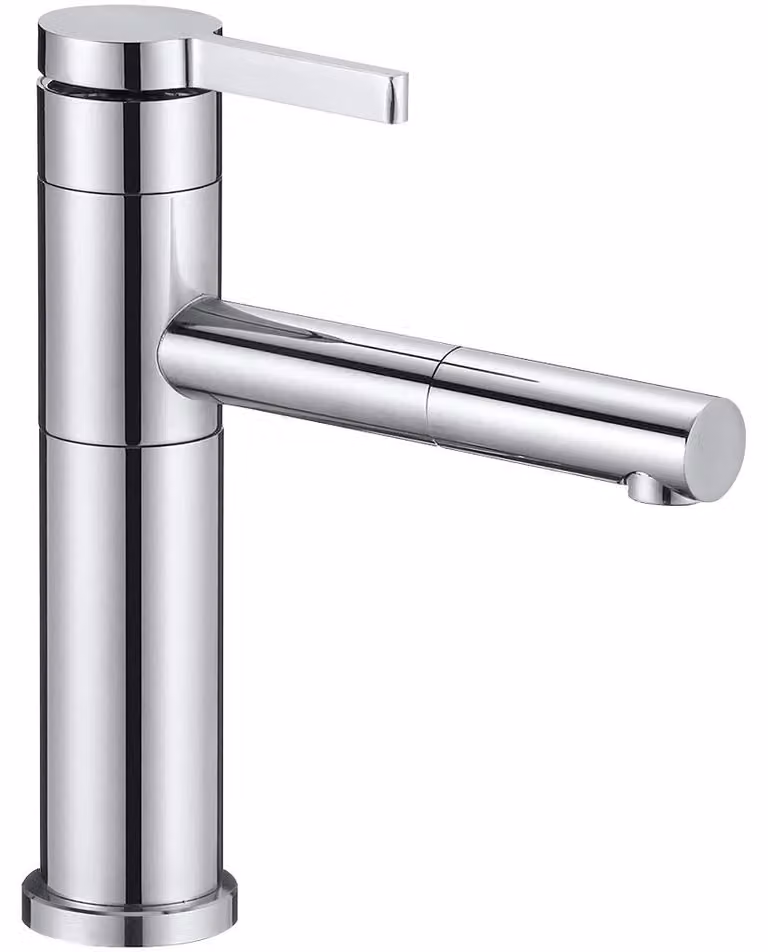Miscelatore monocomando per lavabo, modello Bina, girevole, a profilo basso, finitura cromata