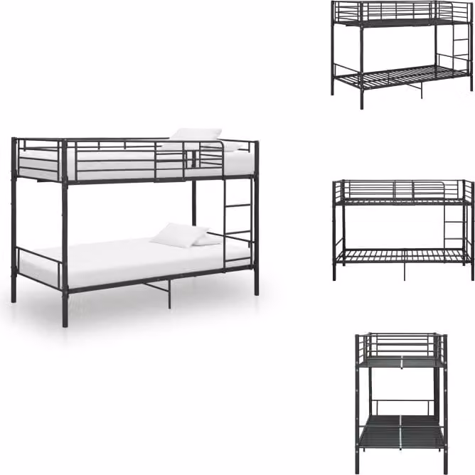 vidaXL Letto a castello in metallo nero 90×200 cm - Letti e strutture letto