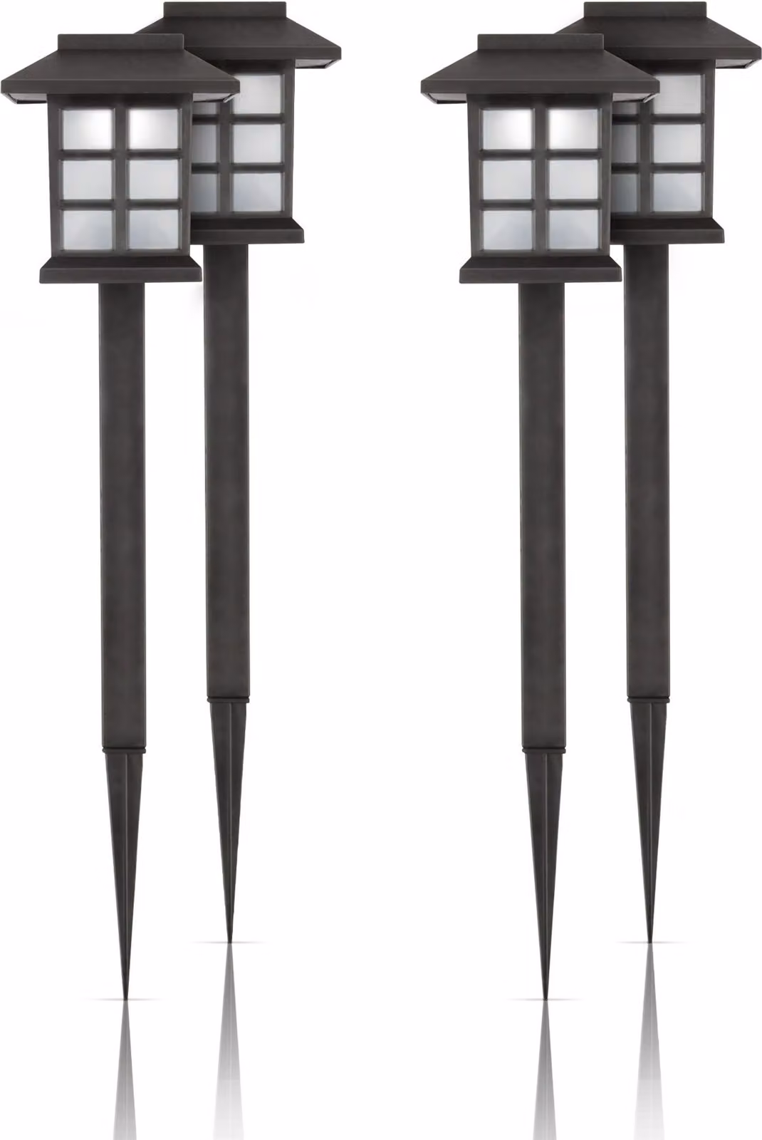 Luci solari da giardino a LED per esterni (confezione da 4), resistenti alle intemperie IP44, lampada a innesto da 38 cm con picchetto a terra, illuminazione per terrazze