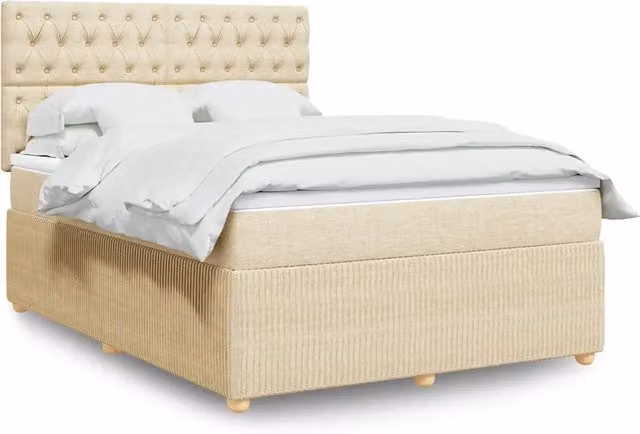 Giroletto a Molle con Materasso Crema 160x200 cm in Tessuto 3292119
