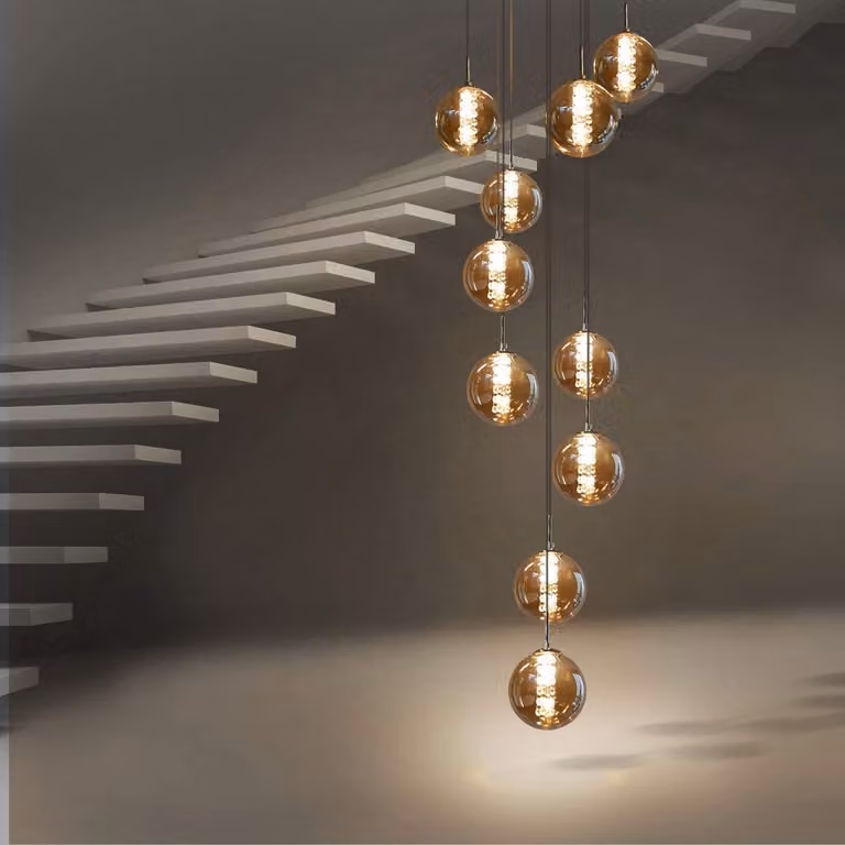 ZMH lampada a sospensione tavolo da pranzo 10 fiamme ambra lampada a sospensione altezza regolabile lampadario lampada a sospensione in vetro per soggiorno camera da letto cucina corridoio