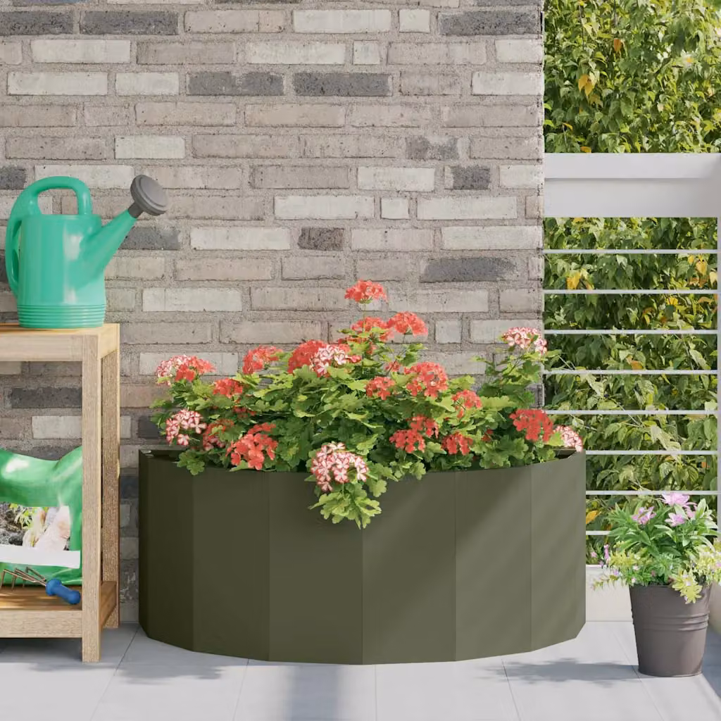 Fioriera vidaXL in acciaio verde oliva L 90 x P 45 x H 35 cm