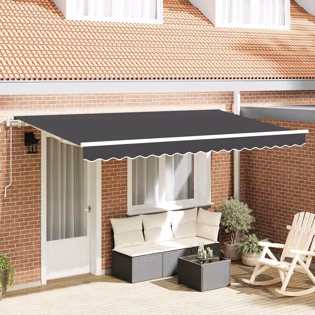 Tenda retrattile vidaXL con bracci pieghevoli in alluminio e tessuto in poliestere, colore Antracite, L 400 cm x P 200 cm