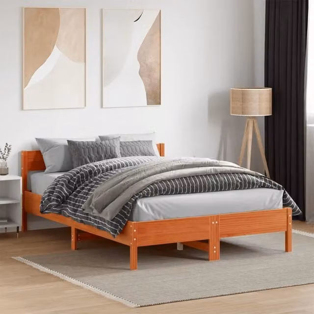 Letto in legno di pino Design Mania colore marrone cera con doghe fisse L: 140.5 cm, P: 195.5 cm, H: 71.5 cm – 1