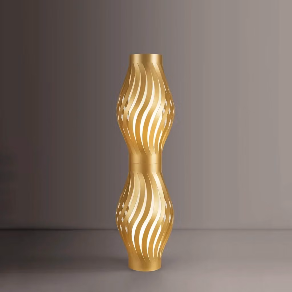 Piantana Moderna Helios Linea Zero Gold/Brass con 2 Luci E27, Altezza: 123 cm – 2