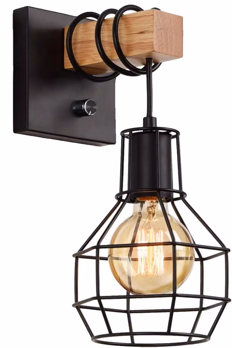 Lampade da parete, design vintage, installazione semplice, colore nero, senza lampadina
