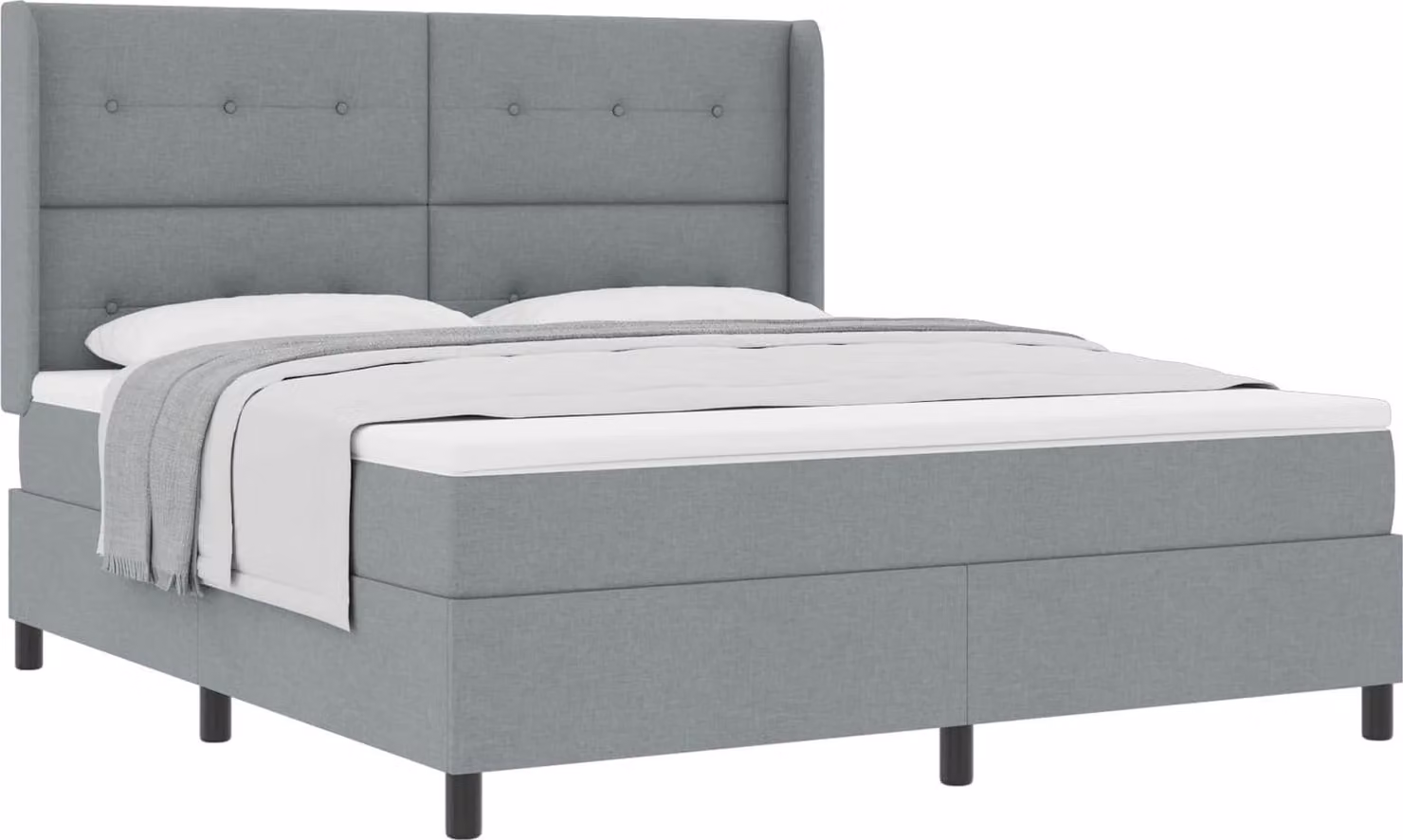 Letto a molle con materasso Grigio chiaro 200 x 180 cm Tessuto