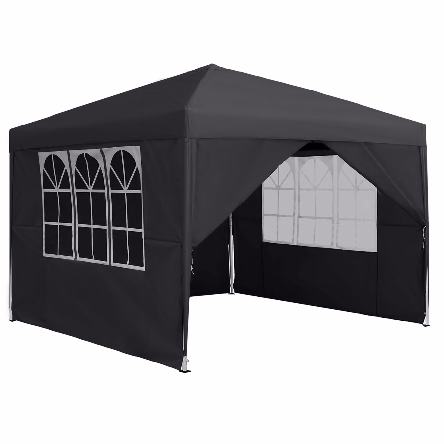 QEENTOE - Gazebo da giardino 3x3 metri, ideale per feste, matrimoni e picnic, con 4 pannelli laterali, impermeabile, protezione UV, colore antracite