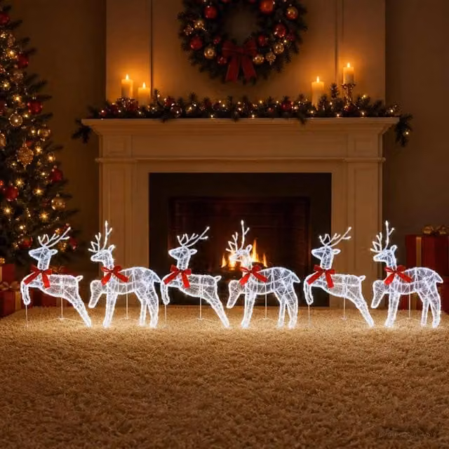 Renna di Natale 6 pz 80 LED Bianco freddo 43 x 19 x 65 cm 3470431