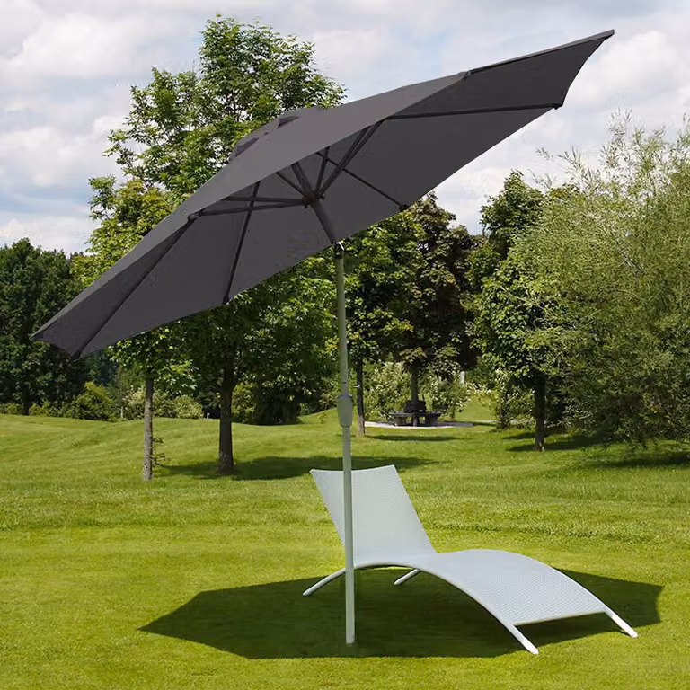 Ombrellone N18, ombrellone da giardino, Ø 2,7m inclinabile poliestere/alluminio 5kg ~ antracite