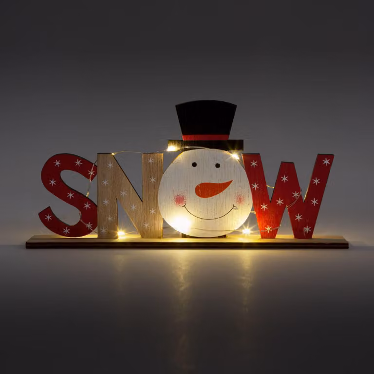 Decorazione natalizia a LED per mensole - pupazzo di neve - 24 x 4 x 11 cm