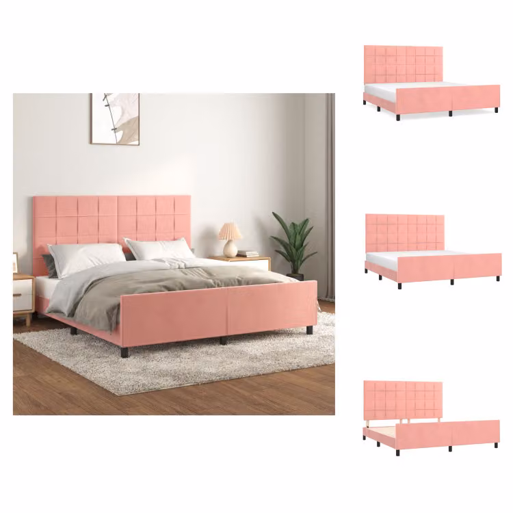 vidaXL Struttura letto con testiera rosa 180x200 cm in velluto - Letti e strutture letto