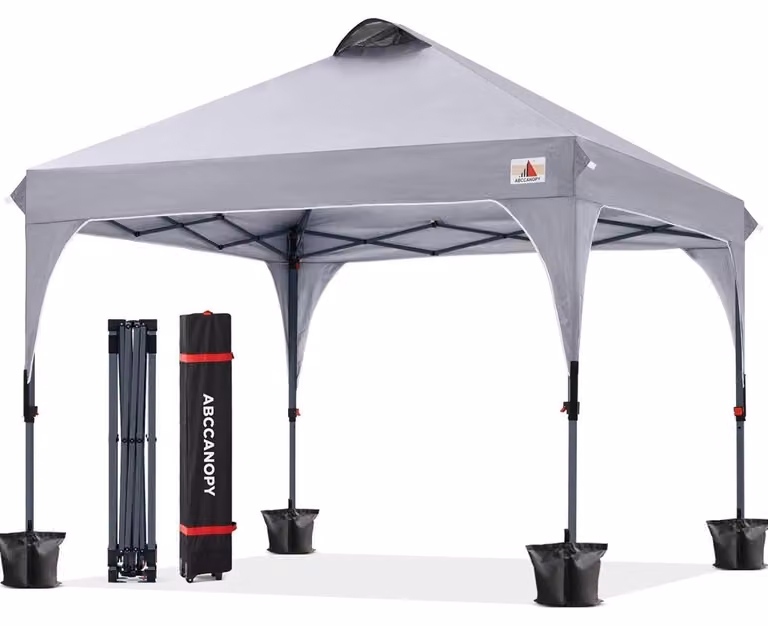 Padiglione pop-up 3x3 metri, impermeabile, con protezione solare, dotato di borsa da trasporto con ruote e accessori, colore grigio