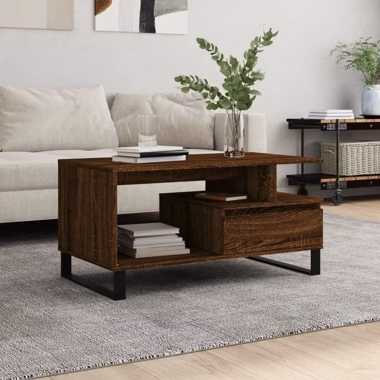 Maison Exclusive - Tavolino da salotto effetto rovere marrone 90x49x45 cm Materiale ligneo