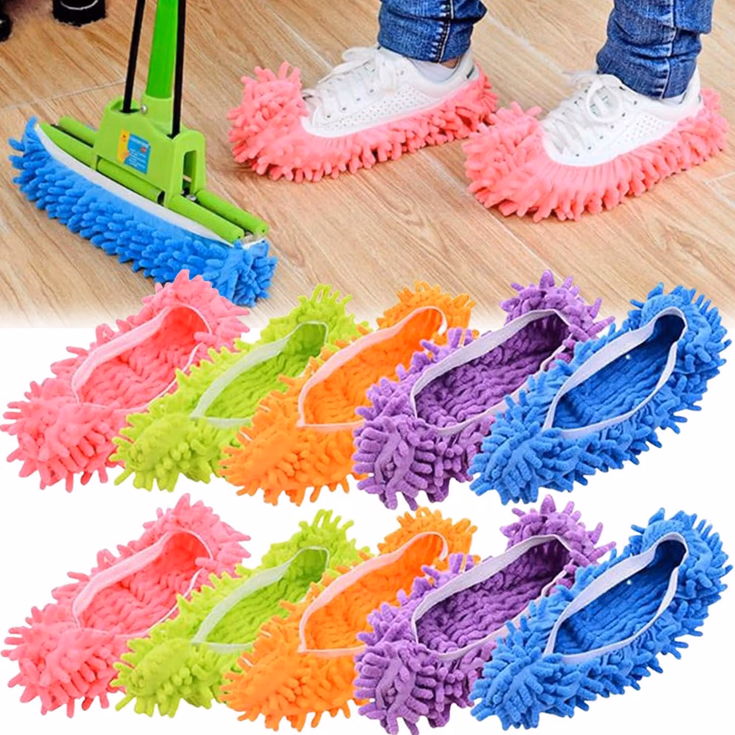 Copriscarpe in tessuto chenille, confezione da 10 pezzi, morbidi, lavabili e riutilizzabili