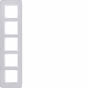 Cornice Berker a 5 moduli, Q.7, alluminio satinato, verniciata, alluminio, termoplastica, senza viti, Berker, Q.7, IP20
