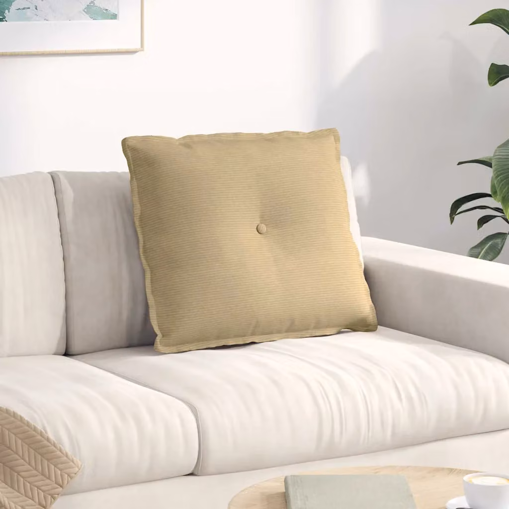 Cuscino per schiena vidaXL in tessuto di velluto a coste, Grigio Verde Beige, L 60 cm x P 50 cm