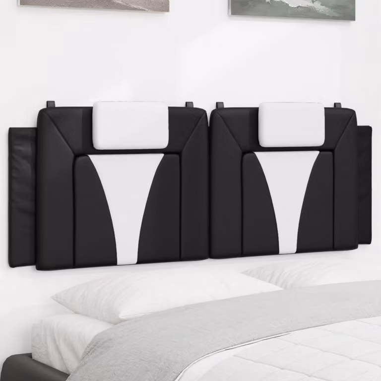 vidaXL Cuscino Testiera Viana in Similpelle Nero e Bianco, L: 152 cm