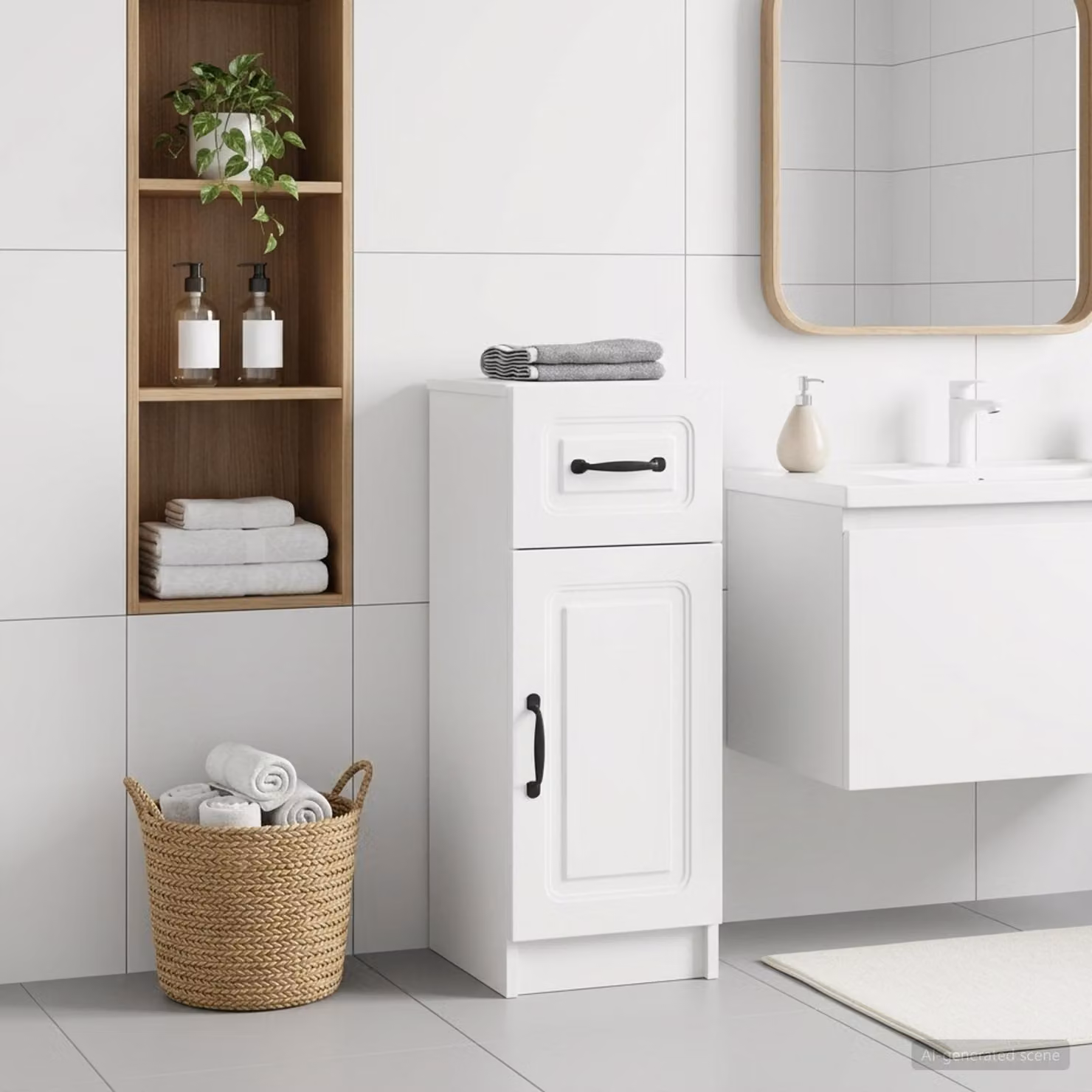 Mobiletto da bagno moderno vidaXL UTRECHT Bianco L/P/H: 30 x 31 x 77 cm
