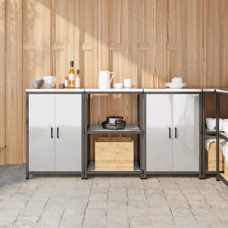vidaXL Set di Stoccaggio per Cucina HATTEM in Metallo Argento 3 pz