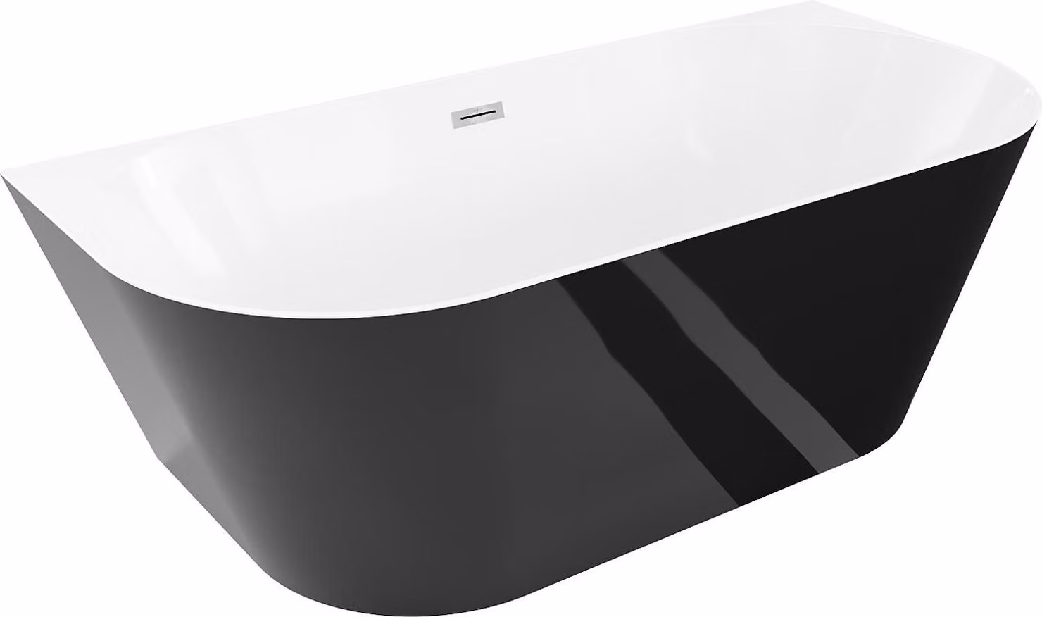 Mexen Oval Slim vasca da bagno freestanding a parete 170 x 80 cm, bianca/nera, troppo pieno cromato - 52661708075-01