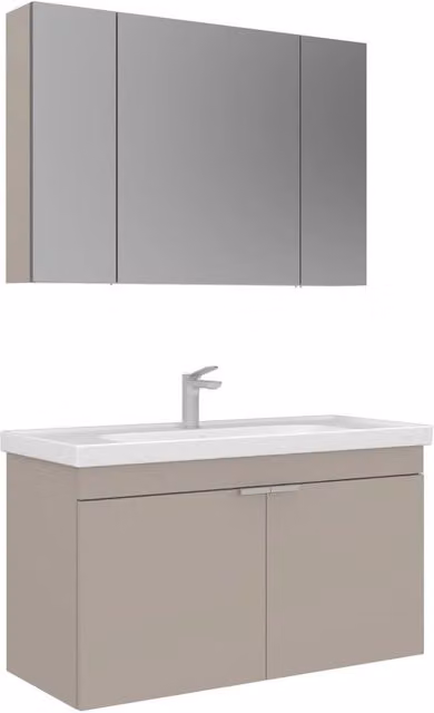 Set mobile lavabo con specchio (2 pezzi) "Desna 100" - 100 x 45 x 58 cm - Sabbia