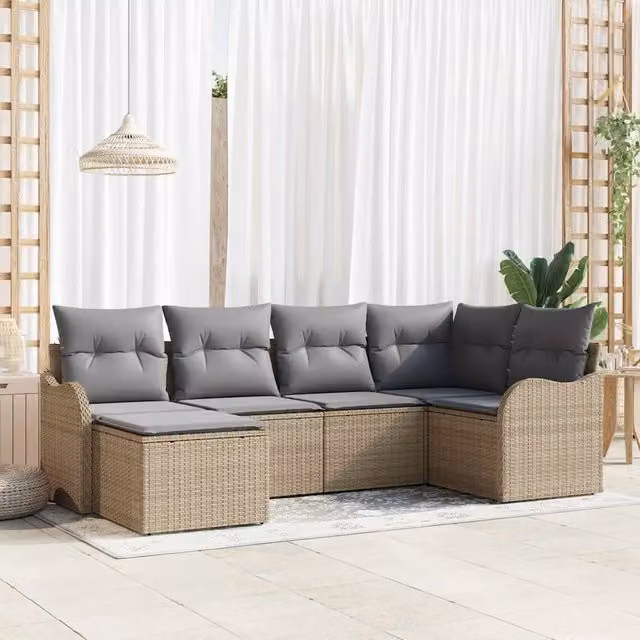 Set Divano da Giardino Beige polyrattan 3345770
